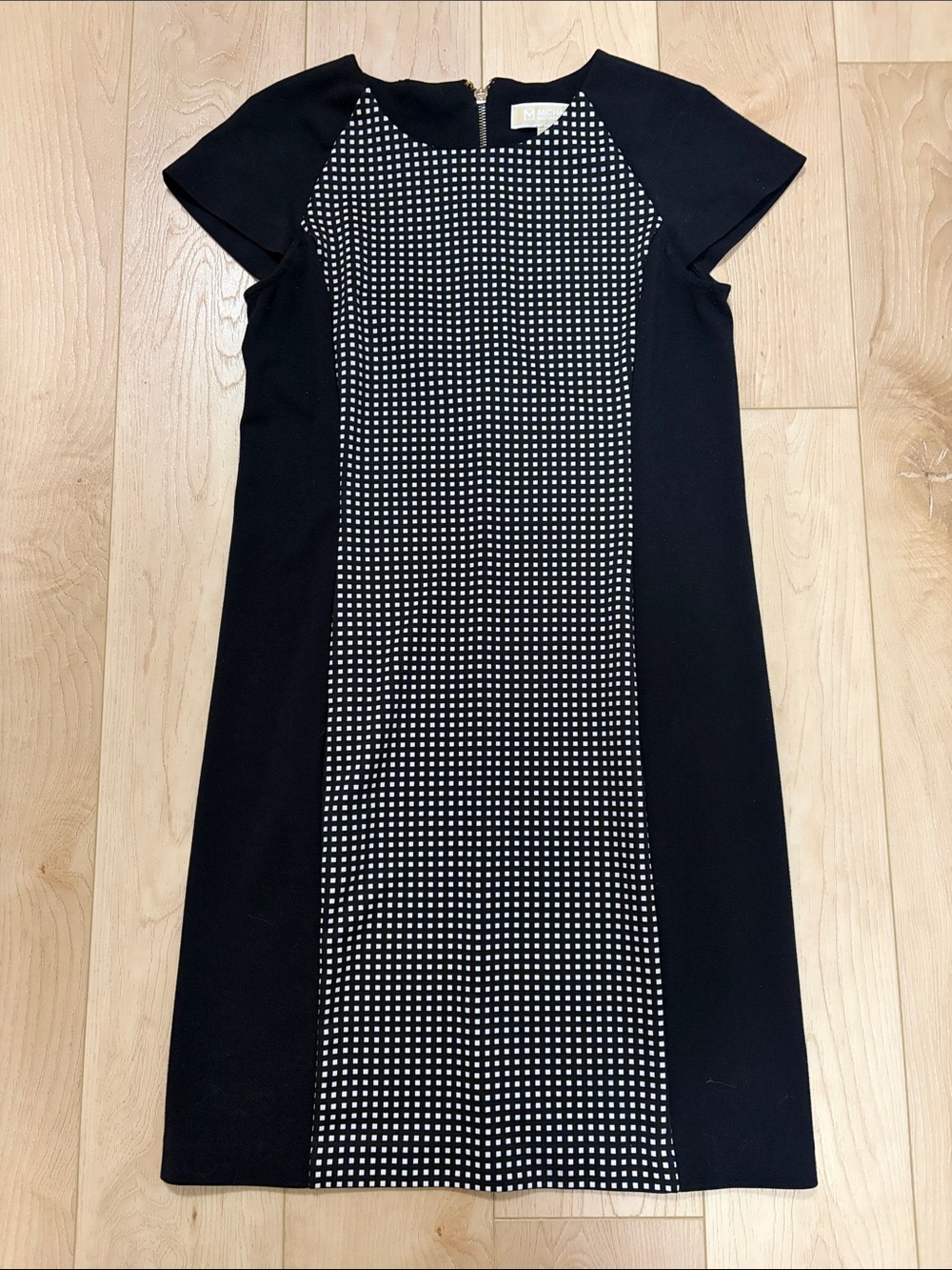 MICHAEL Michael Kors Black & White Check Stretch Cap Sleeve Dress, sz 6